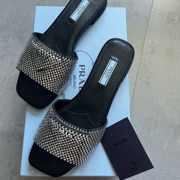 Prada Crystal Flats slides sandal - Picture 3 of 6